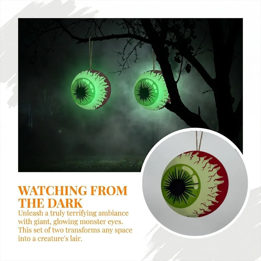 2D Flat Halloween Luminous Eyeball Ornament Round Creative Giant Hanging Eyeball Decorative Luminous Stickers