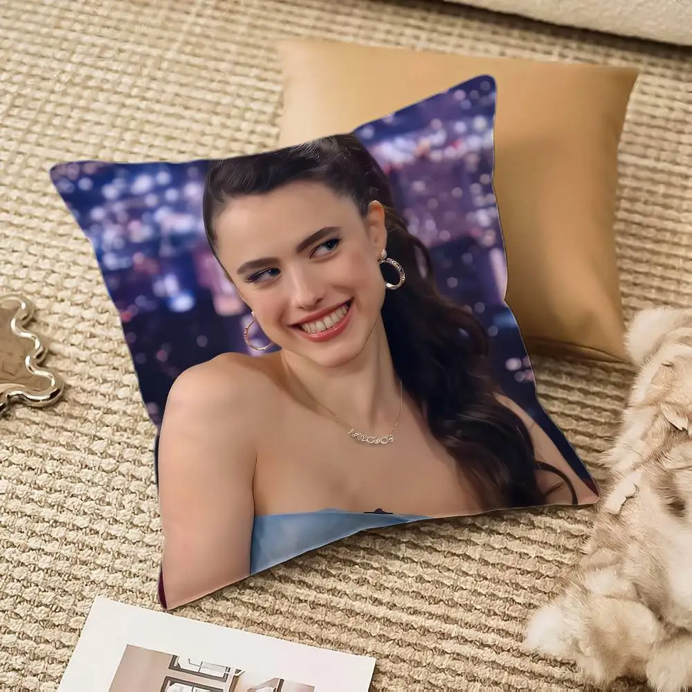 M-Margaret Q-Qualley صورة كيس وسادة مكافحة الغبار المخدة غير مرئية سستة حريري أفخم أريكة