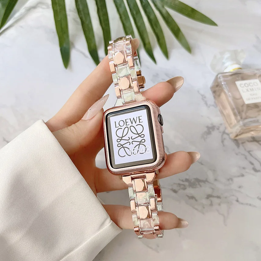 مناسبة لابل حزام ساعة اليد شفافة صغيرة الخصر iWatch7 لساعة أبل 8 مع قذيفة مزيج اللون السحري والمباراة