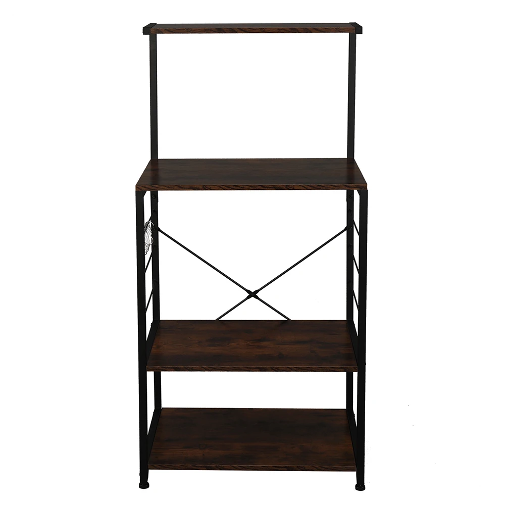 Industrial Kitchen Baker's Rack Multi-purpose Metal Shelving Unit with Hooks