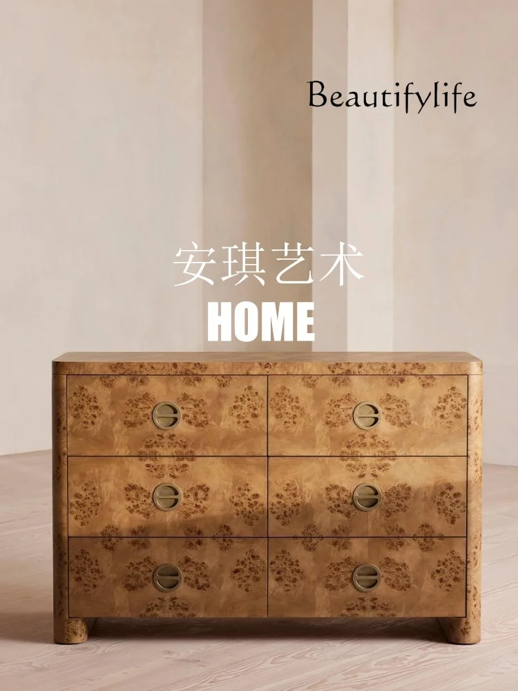 French Vintage Poplar Tumor Bark Bedroom Living Room Multifunctional Dining Side Cabinet Entrance Living Room Locker