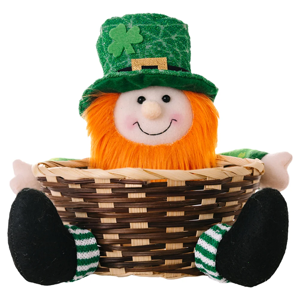 

Green Leaf Festival Candy Basket St Patrick's Gift Hat Storage Holder Cloth Snack