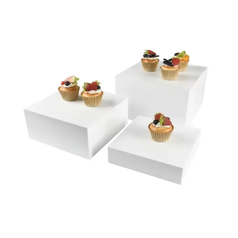 7-Piece Modern Black Acrylic Food Display Stand Set Eco-Friendly Buffet Risers for Wedding & Party Catering