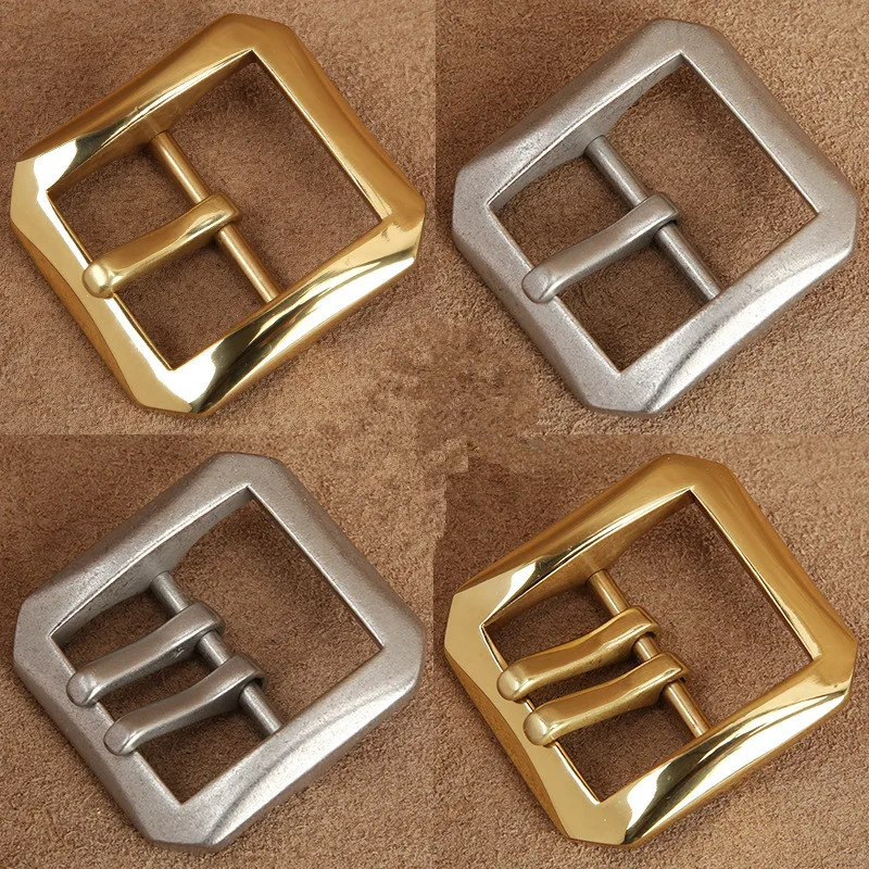 New Brass Belt Buckle Men\'s Brass Vintage Belt Buckle Casual octagon single needle double needle 4.0cm belt buckle