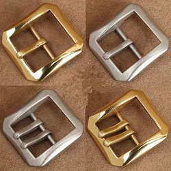 New Brass Belt Buckle Men's Brass Vintage Belt Buckle Casual octagon single needle double needle 4.0cm belt buckle