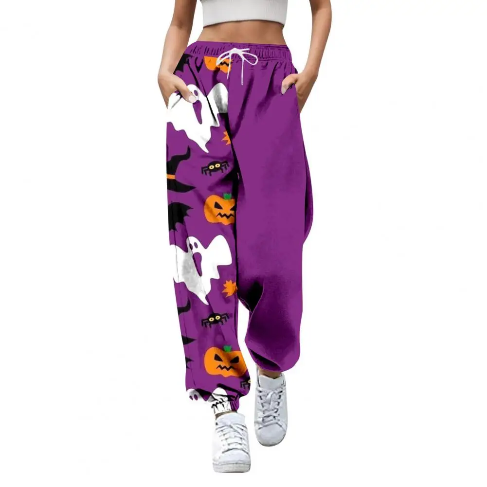 Versatile Women Joggers Breathable Women Sweatpants Halloween Pumpkin Print Women's Sweatpants with High Waist for Fitness