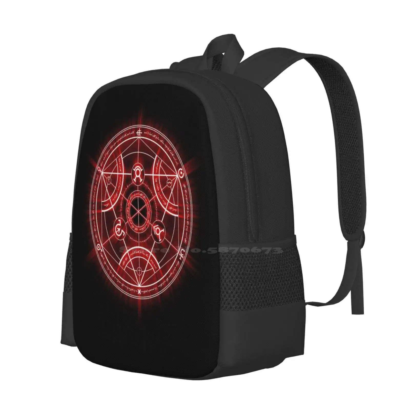 Human Transmutation Circle-Red Hot Sale Backpack Fashion Bags Fma Fullmetal Alchemist Anime Tv Show Series Brotherhood Human