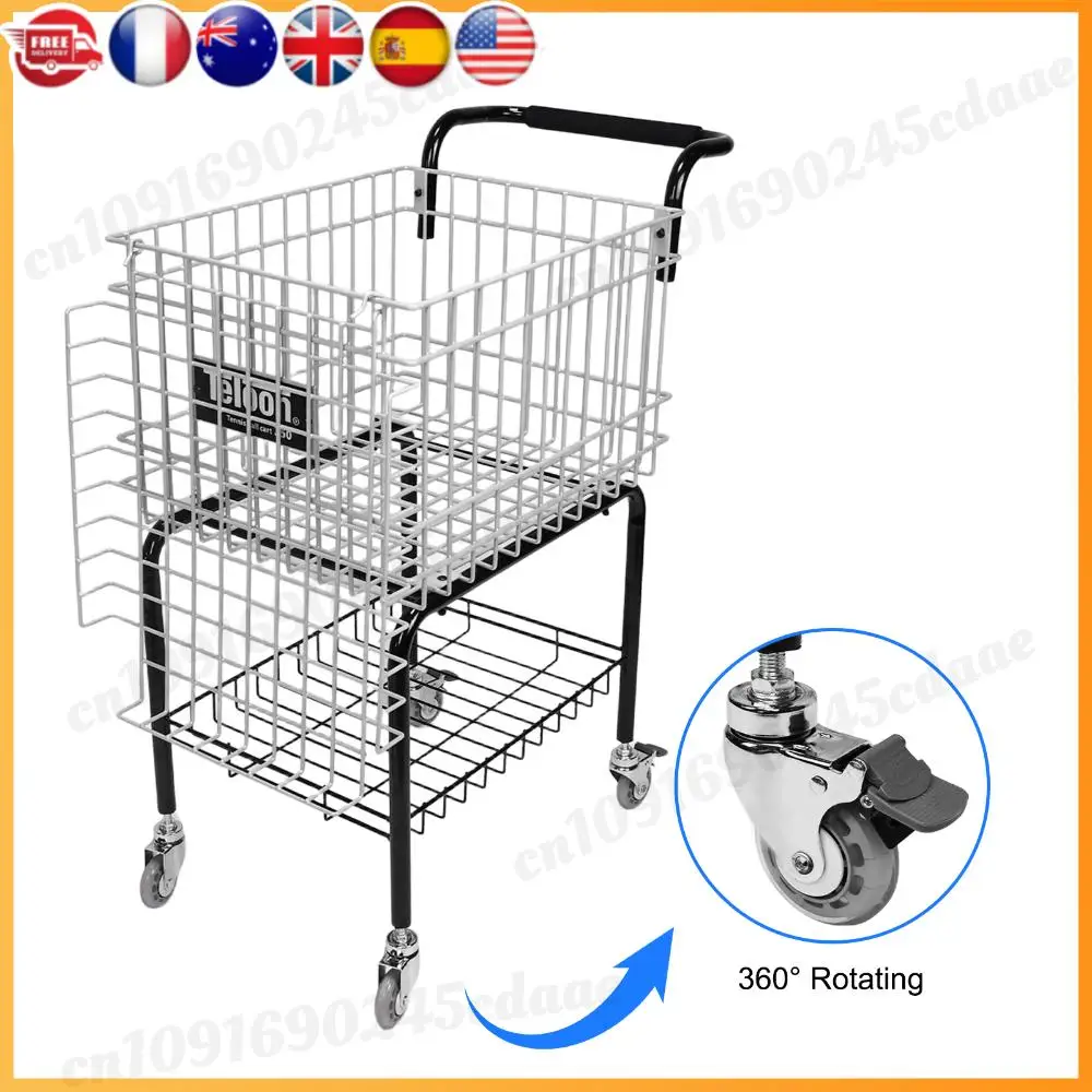 

Mobile Training Tennis Car Holds 350 Balls Large Capacity Portable Steel Ball Trolley for Tennis/Pickleball/Baseball/Softball