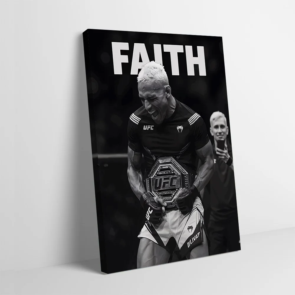 Charles Oliveira Boxer Champion 'Faith' Poster Customizable Printed Canvas Painting for Pictures Wall Art Aesthetic Decoration