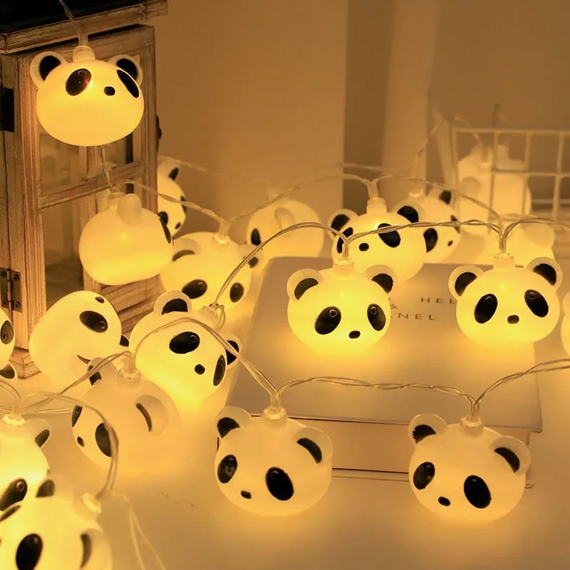 10LED Cute Panda Head Light String Battery Operated Panda Theme Lamps Fairy Night Lights Children Panda Birthday Party Room Deco