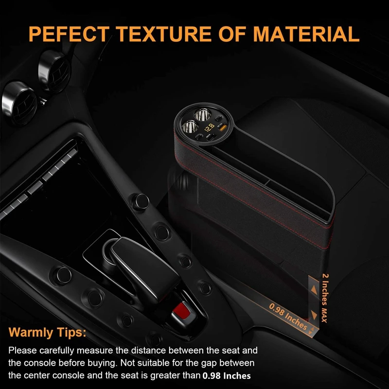 Car Seat Space Organizer Multifunctional Front Seat Car Seat Space Filler With 2 USB Chargers With LED Digital Display