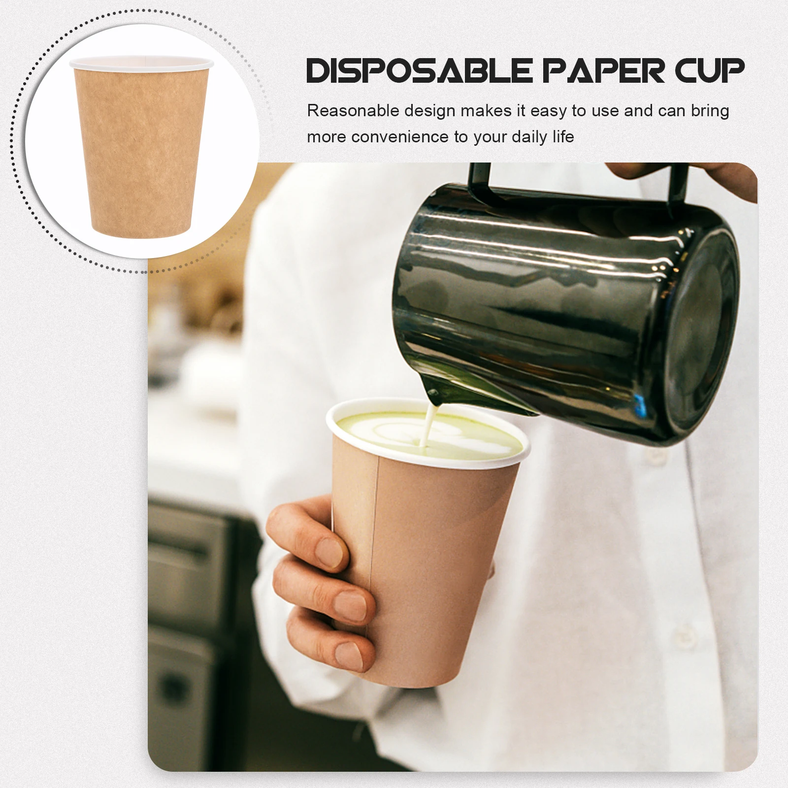 50 Uds vasos de papel desechables agua gruesa café en blanco gran capacidad uso estable barra de contaminación ecológica