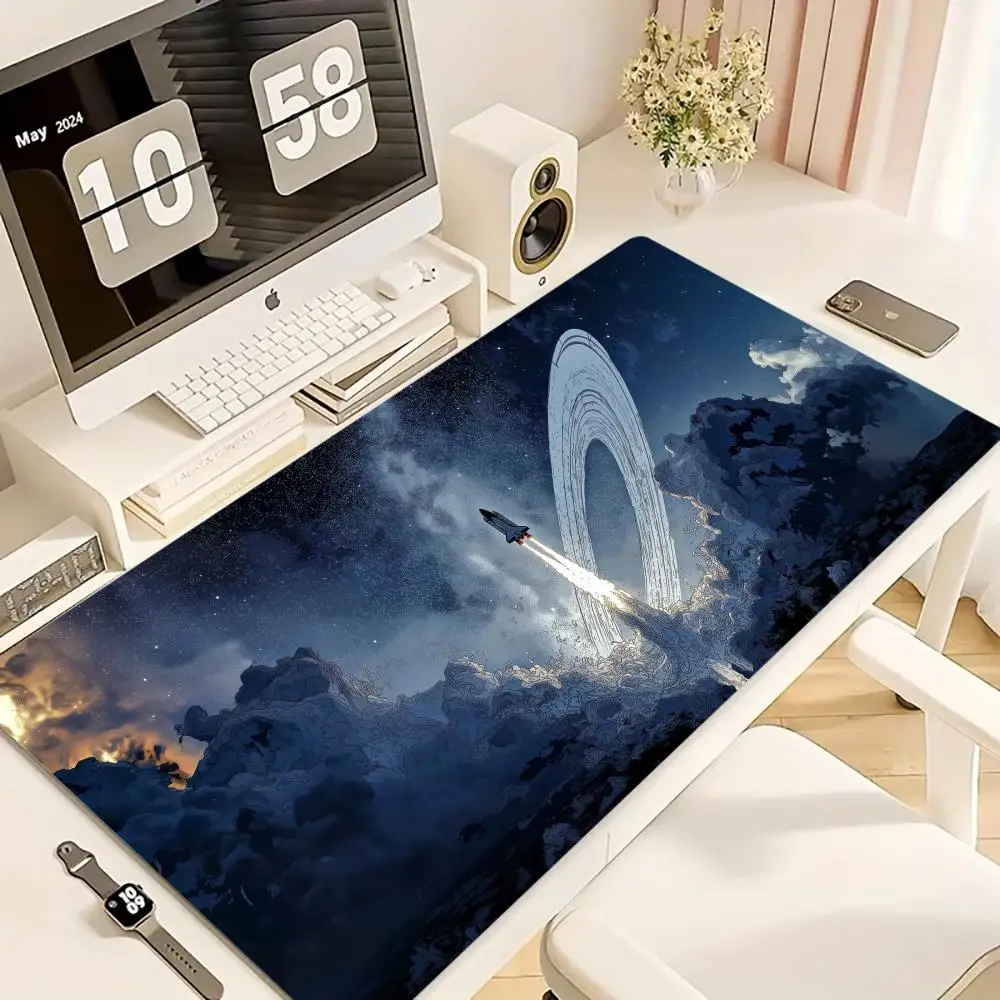 

Anime Spaceship Mouse Pad XXL Computer Accessories Office Game Table Mats Anti-slip Gaming Keyboard Mousepads XL Desk Pads 40x90