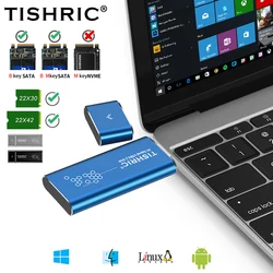 TISHIRC-caja de disco duro M.2 a USB 3,0, carcasa SSD, serie M2 NGFF, clave B + M, M2, SATA, SSD, caja móvil externa para 2230, 2242