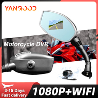 Yangood 1080P Motorcycle Dvr Mirrors Motorcycle Dash cam With WI-FI Video Recorder Support Dual Lens Rear Camera for Motorcycle