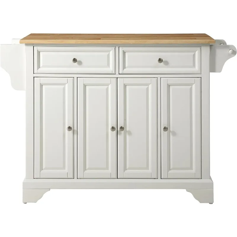 Lafayette Wood Top Rolling Kitchen Island Storage Cart  Microwave Stand  Spice Rack  White