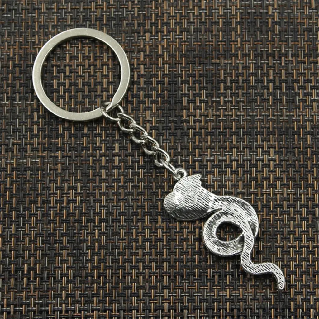 Fashion Keychain 49x19mm King Cobra Snake Bronze Silver Color Pendants DIY Men Jewelry Car Key Chain Ring Holder Souvenir Gift