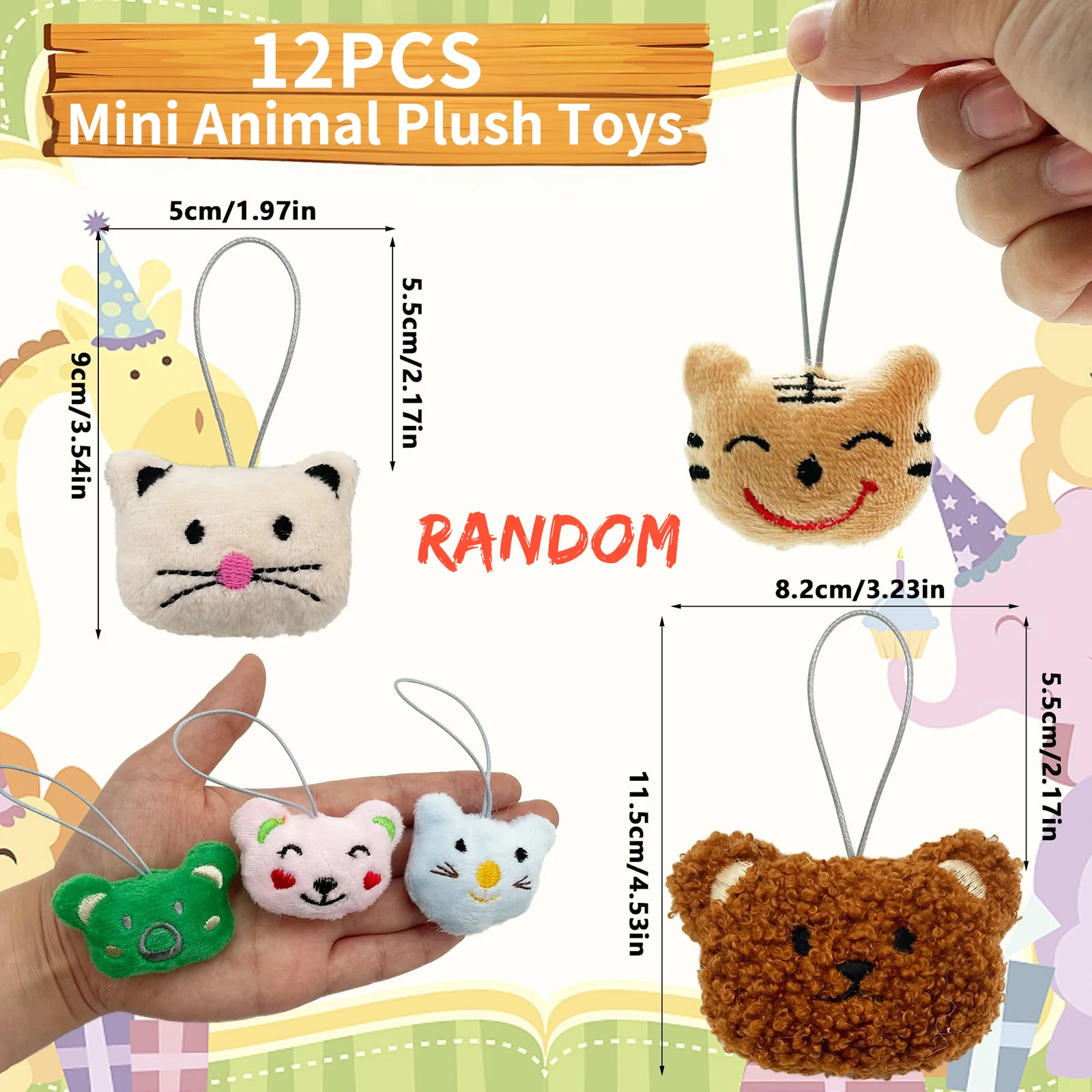 12pcs Mini Animal Random Plush Toy Set Cute Small Animal Keychain Party Gift Bag Decoration Birthday Party Classroom Prizes