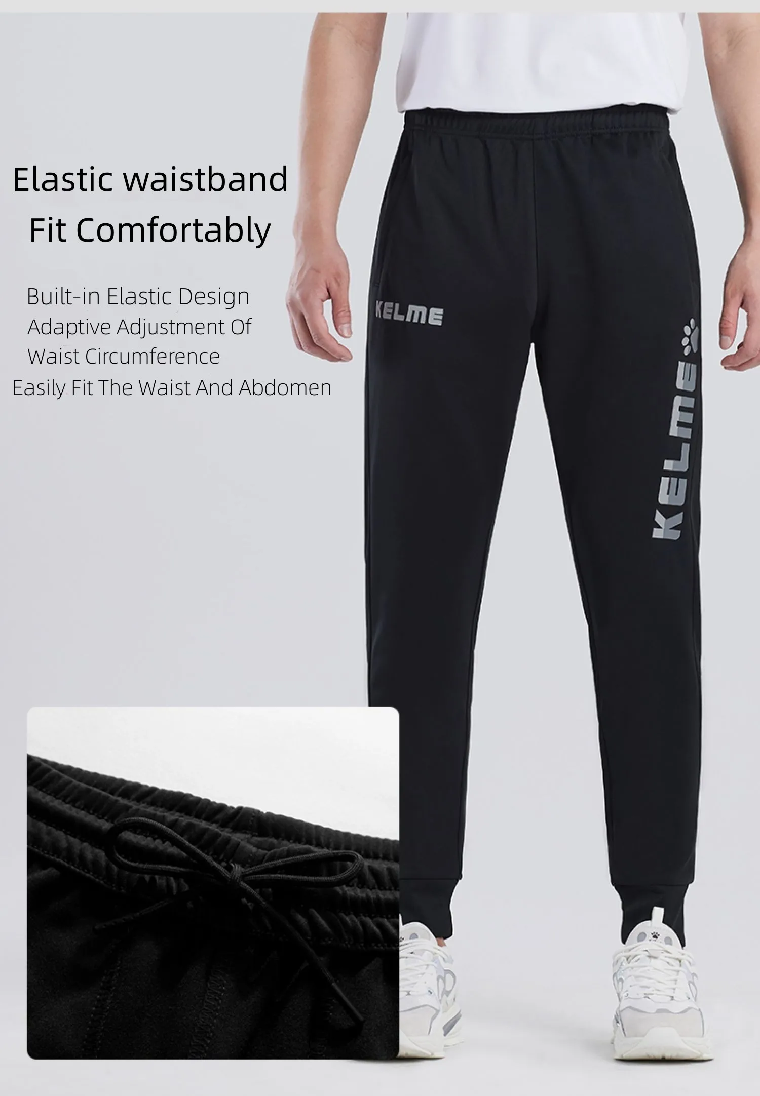 KELME Casual Sports Pants In Summer And Autumn Thin Breathable Knitted Leggings For Men And Women Contrast Printing 3881350-1