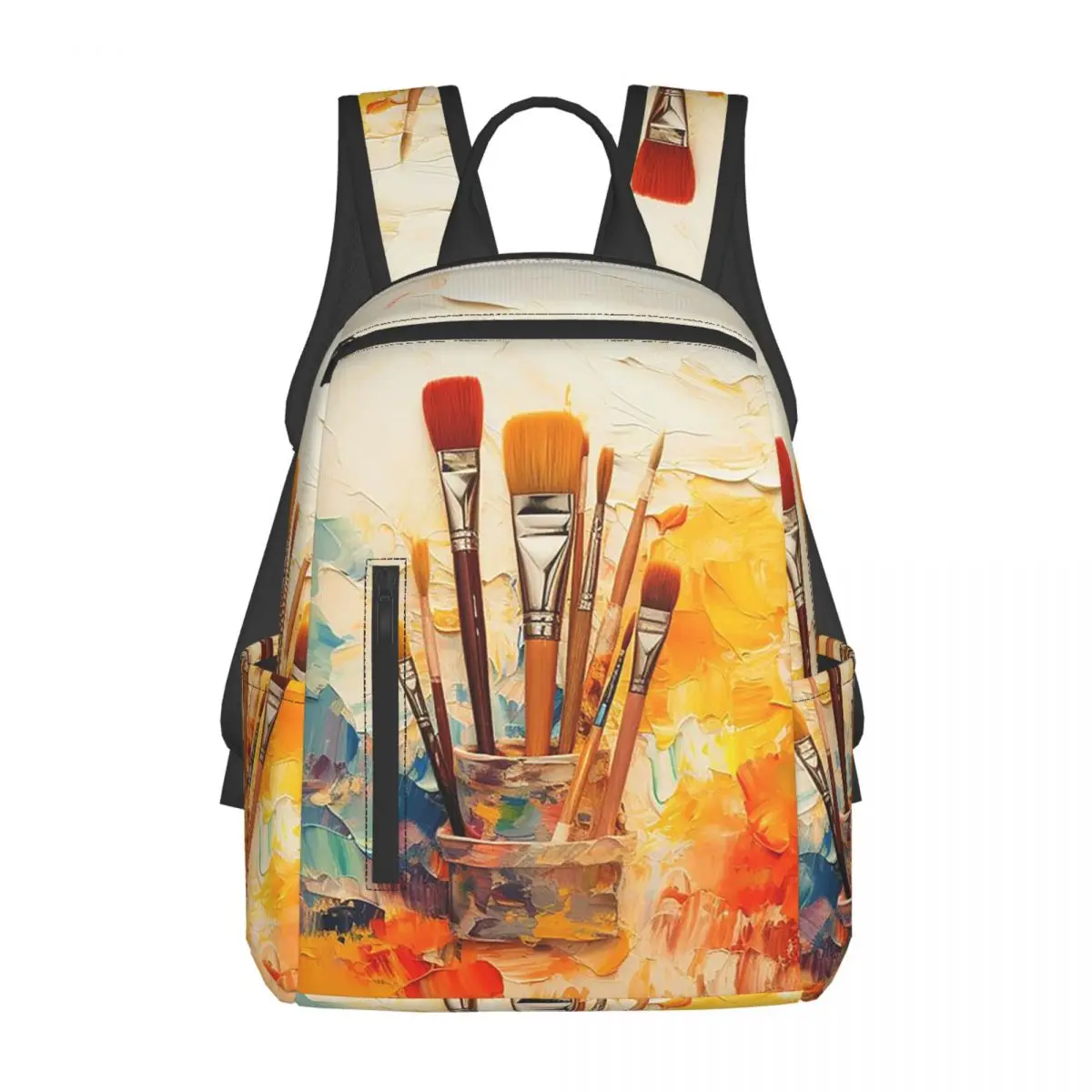 Colour Paint Brush Brushes Print Backpack Daypack Large Capacity Children BookBag School Bag Shoulder Bags for Men Women