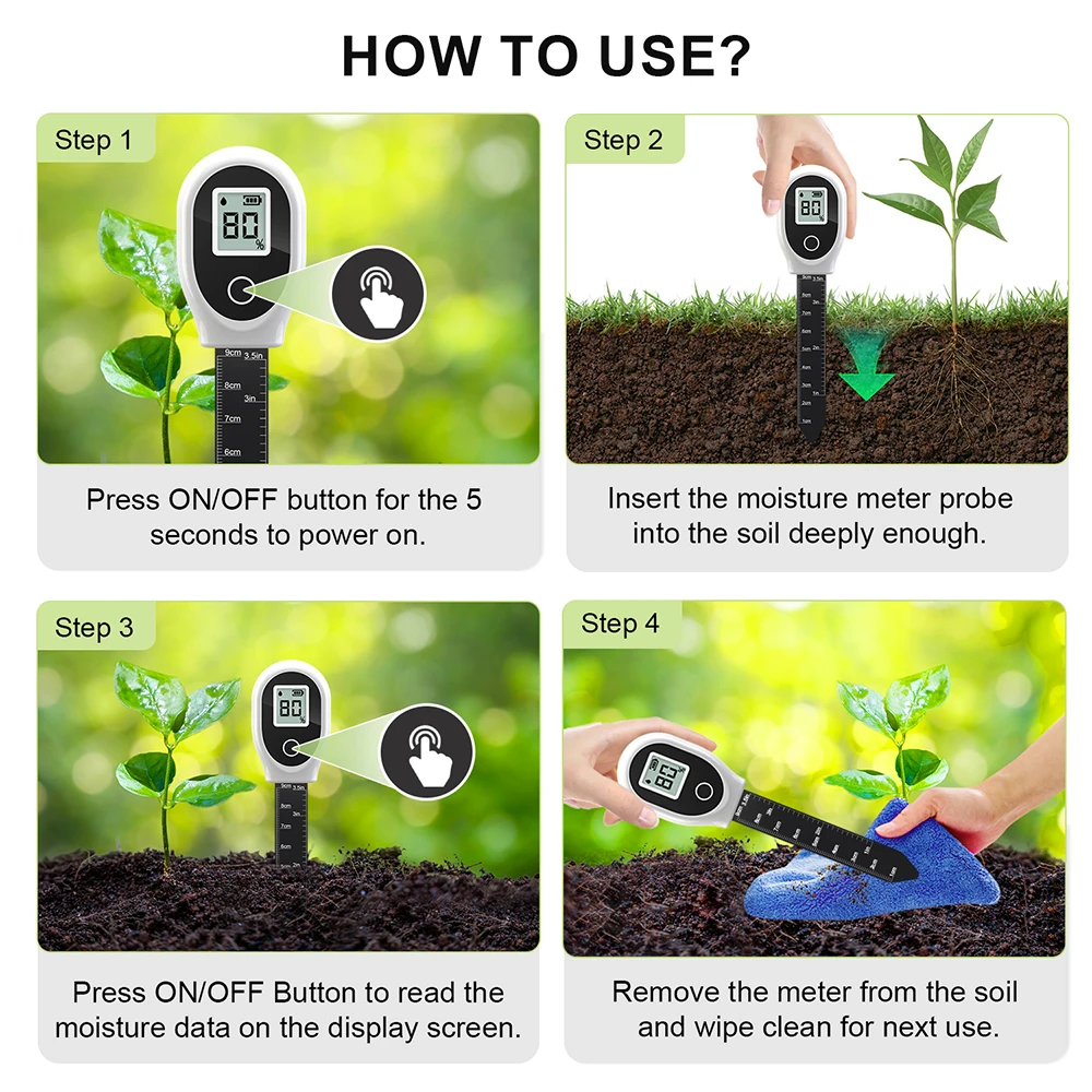 مستشعر رطوبة التربة مراقبة النباتات أداة اختبار الرطوبة رطوبة التربة كاشف النباتات رعاية الحديقة زراعة مقياس الرطوبة