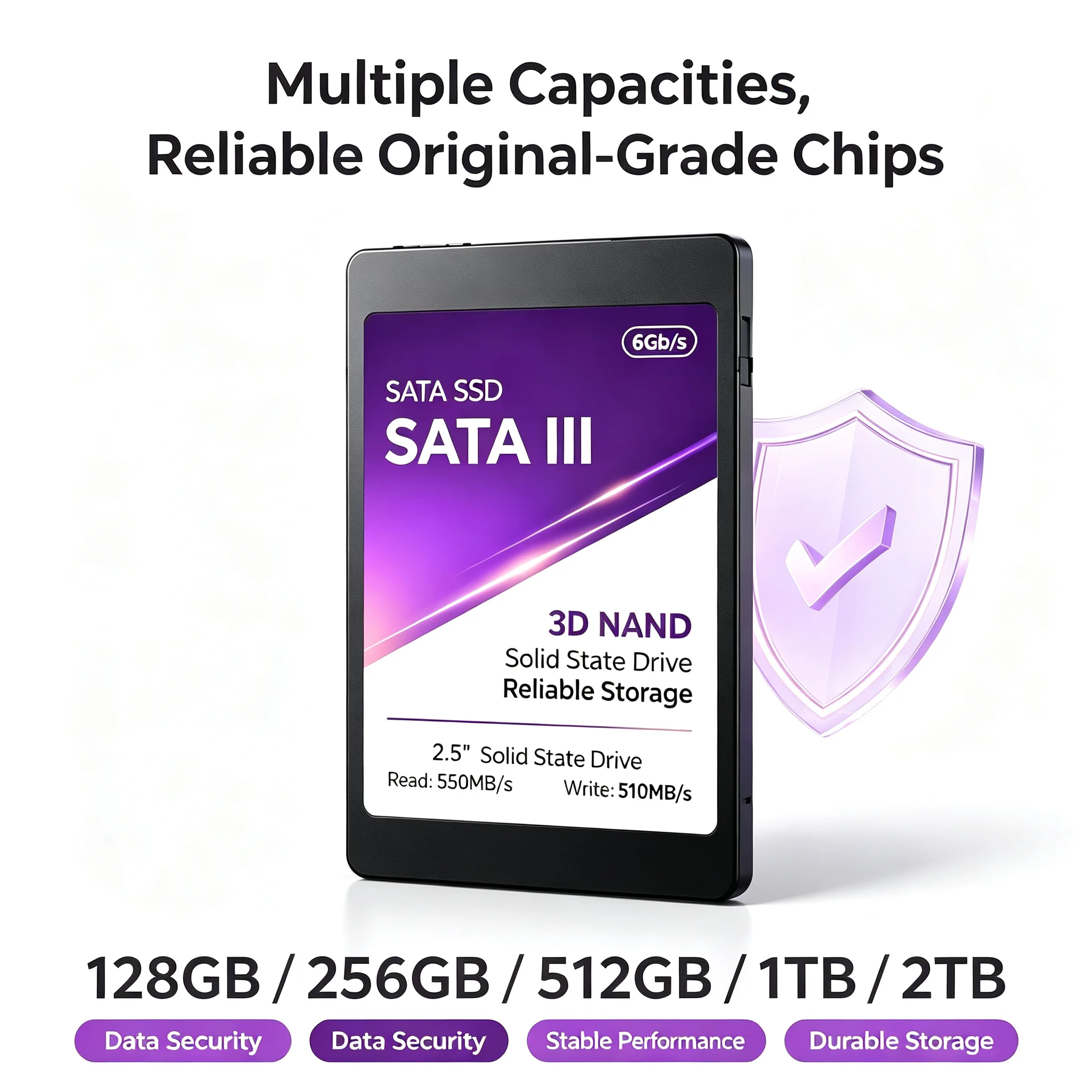 2.5 Inch SATA Internal Solid State Drive 128GB  256GB  512GB 1TB  2TB Up to 560MB/s 3D NAND Hard Disk for Laptop Desktop PC PS4