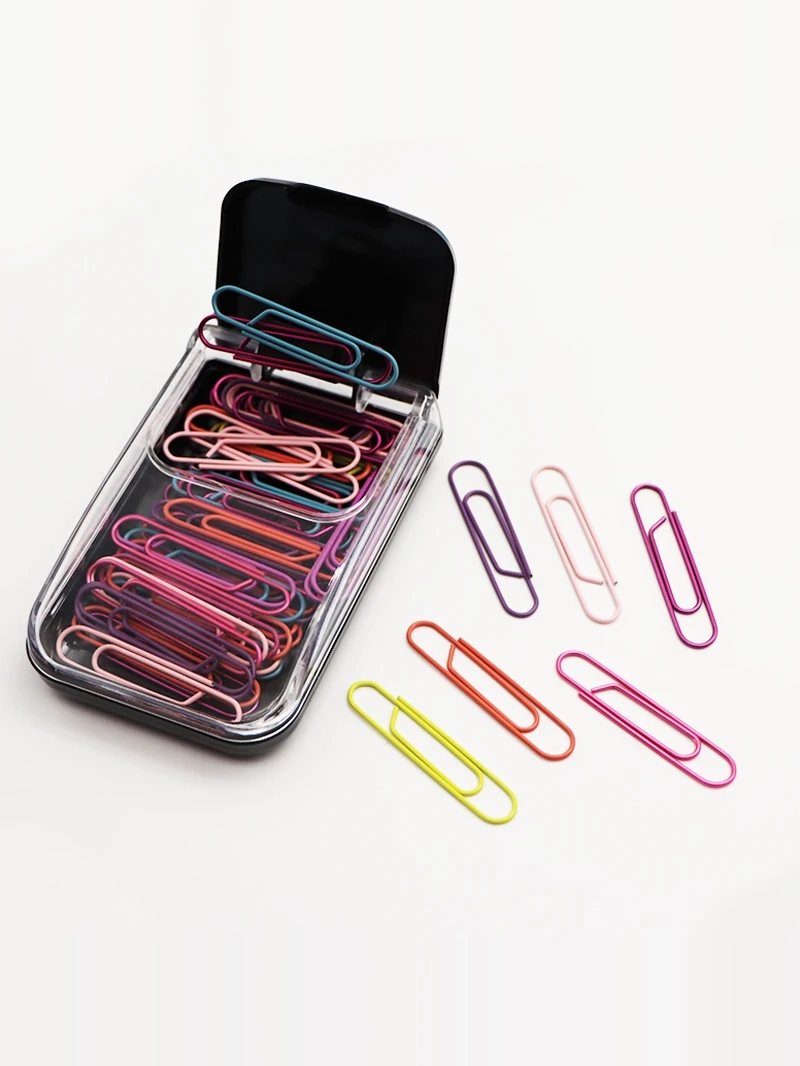 Metal Paper Clip Dispenser with Magnetic Absorption Storage Box Office Desk Clips Holder Stationery Desk Accessories