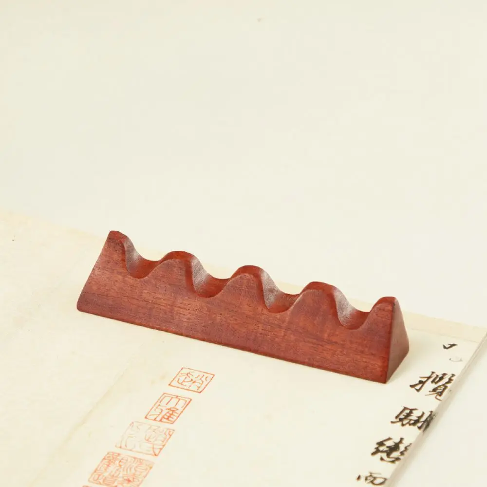 Handcrafted Natural Wood Calligraphy Pen Rack Artistic Brush Stand Office Desk Decoration Elegant Style Solid Timber Mount