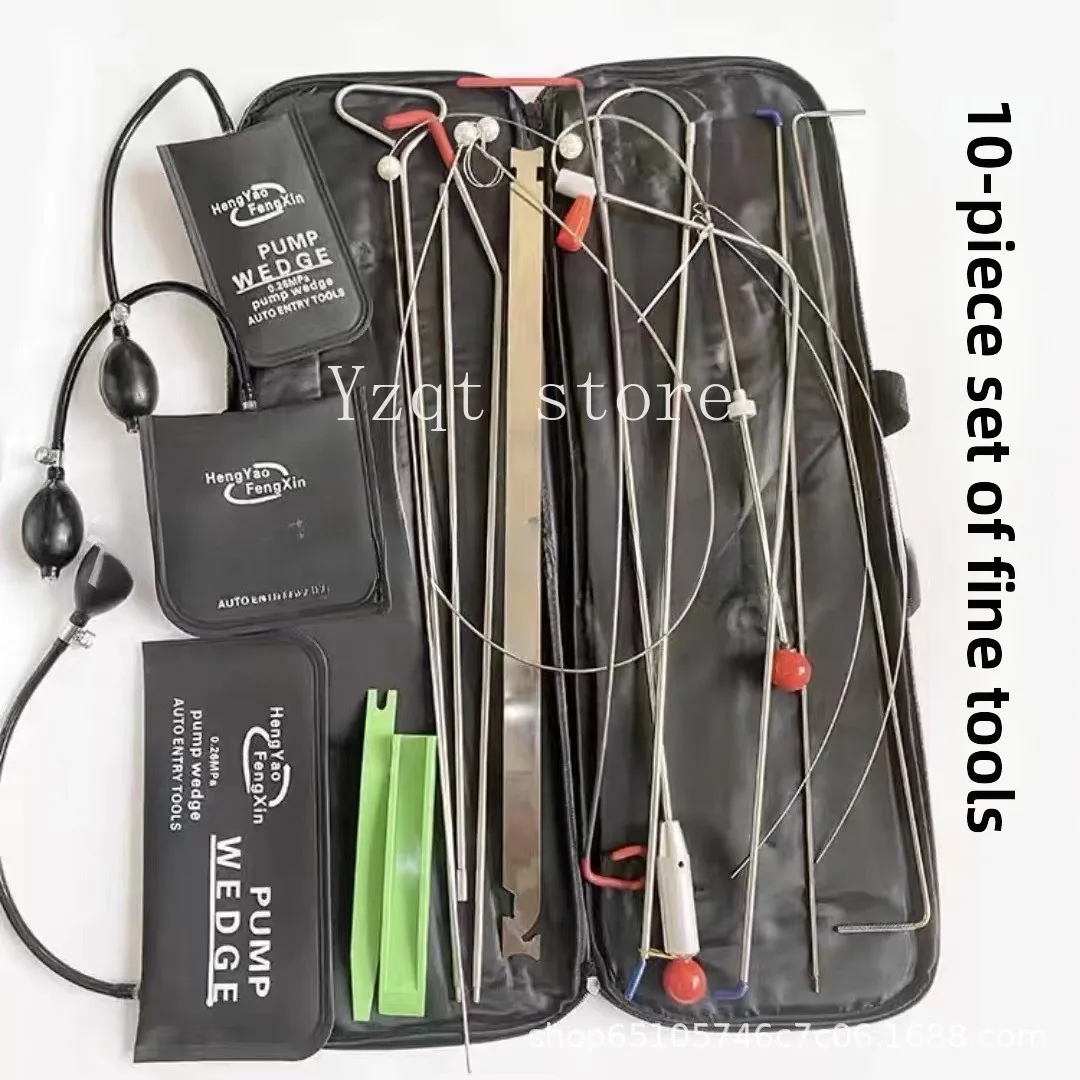 Car big pull hook bag 18-piece set, general purpose cars repair stainless steel push-pull hook tool set combination