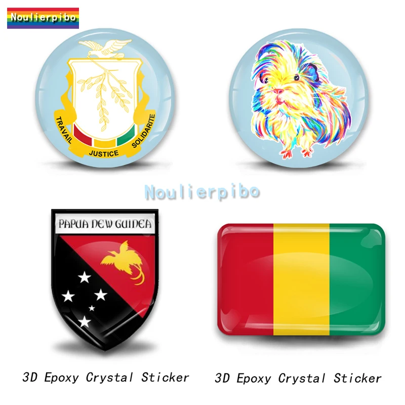 

3D 3D Epoxy Resin Car Dome Sticker Guinea Flag National Emblem PVC Car Bumper Window Motorcycle Vinyl Cell Phone Decal