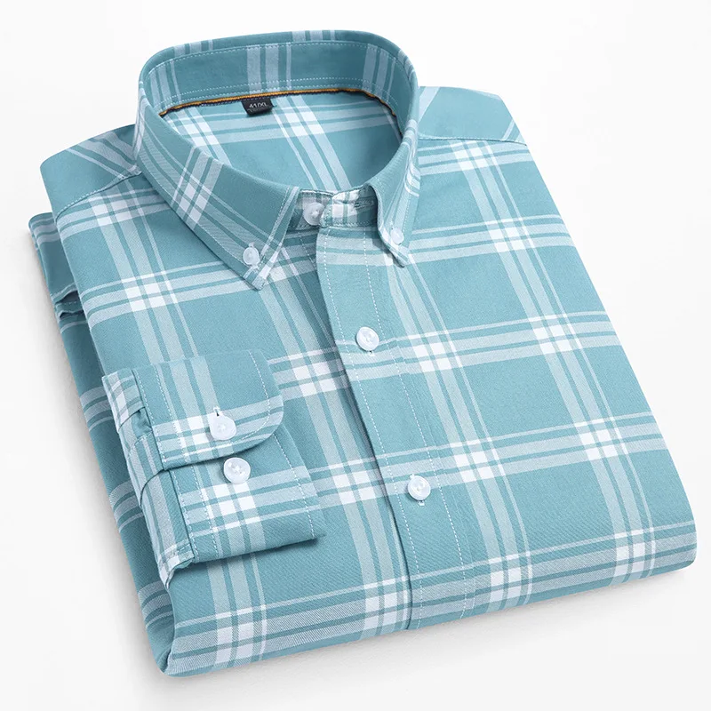 New In Shirt High Quality 100%Cotton Long Sleeve Shirts for Man Slim Fit Casual Plain Shirt Soft Plaid Trends Designer Clothes