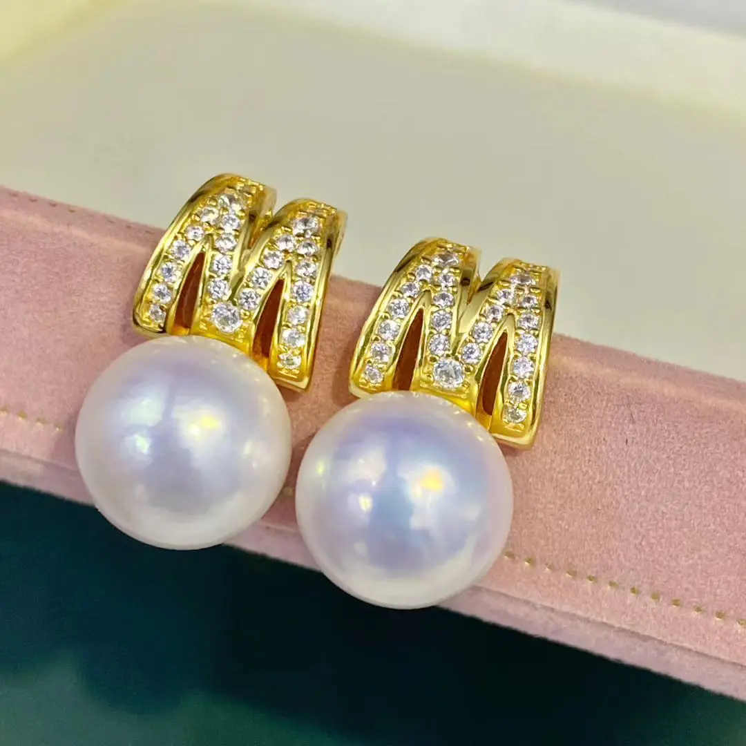 

Оптовая продажа, серьги из стерлингового серебра S925, фурнитура для крепления, базовые монтажные детали, аксессуар для жемчуга 10-11 мм, 5 пар/лот