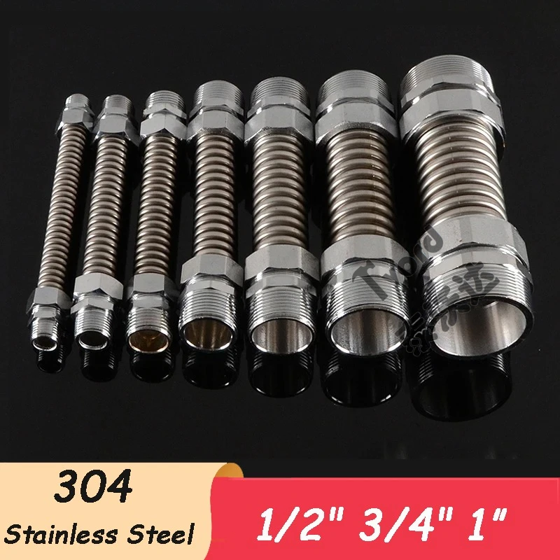 

1/2" 3/4" 1" 304 Stainless Steel Connection Corrugated Flexible Pipe Hose Fittings
