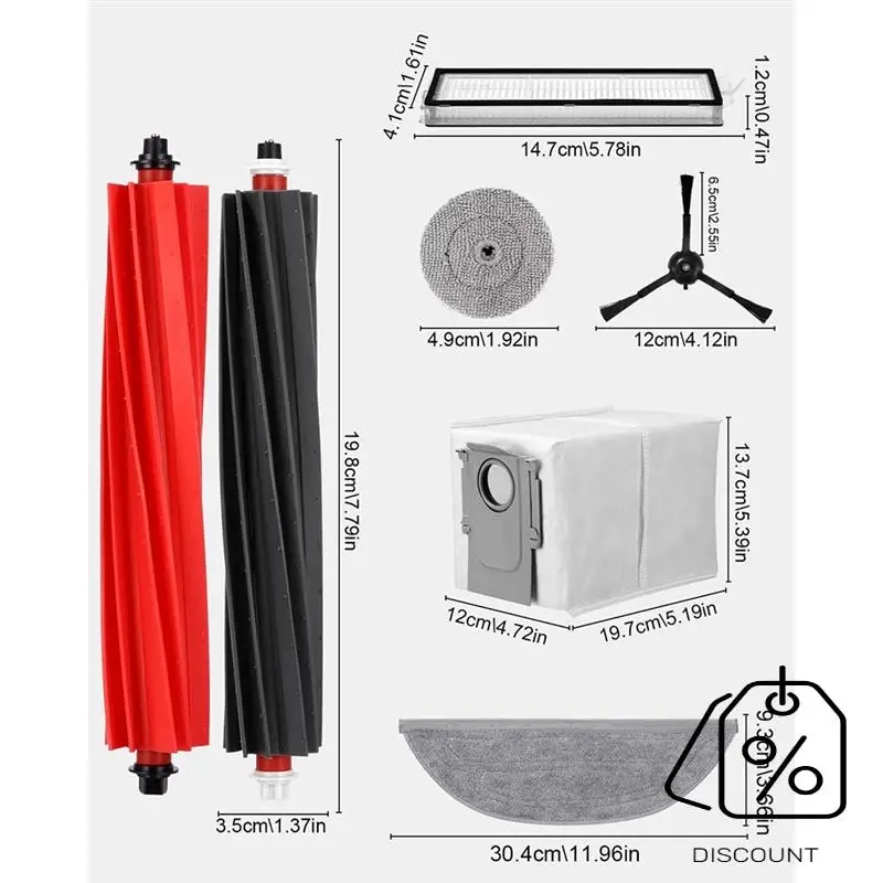 ABKR-For Roborock S8 Maxv Ultra Robot Vacuum Cleaner الملحقات: الفرش الرئيسية، المناديل، الممساحات الجانبية، المرشحات، مجموعة أكياس الغبار