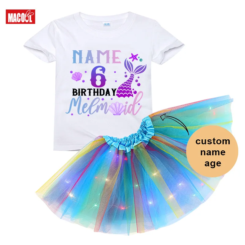 Birthday Sets for Girls Tutu Dress Set Birthday Party Shirts Girl Kids Dress Light Birthday Shirt for Girls 4 Years Costume Name