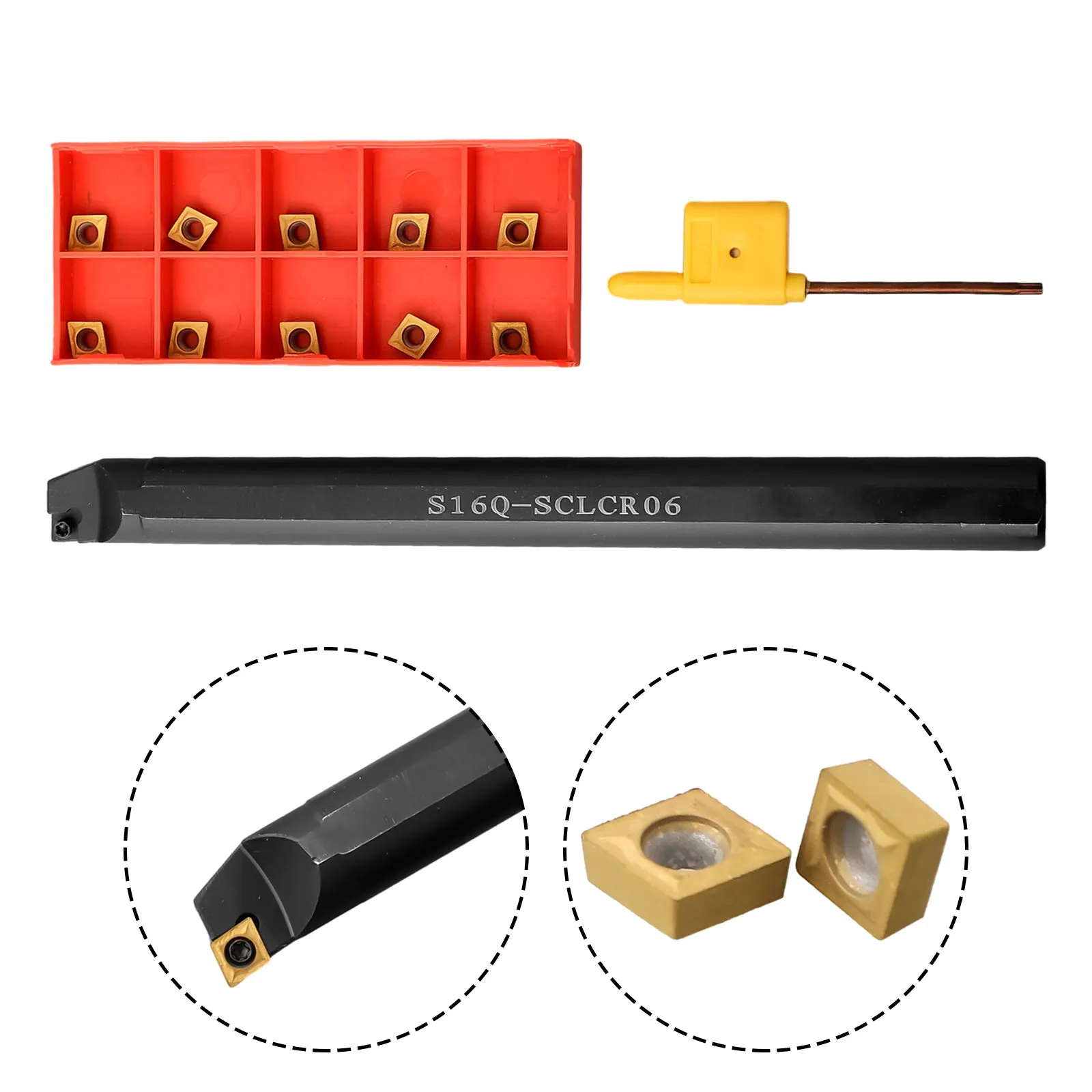 Improve Machining Accuracy with 16mm S16QSCLCR06 Internal Lathe Boring Bar Turn Tool and CCMT060204 Carbide Insert