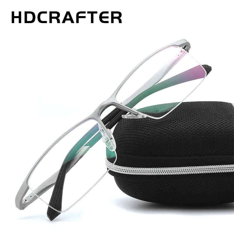 HDCRAFTER Men\'s Prescription Eyeglasses Frames Metal Optical Glasses Frame Brand Designer Clear Reading Glasses For Men Women