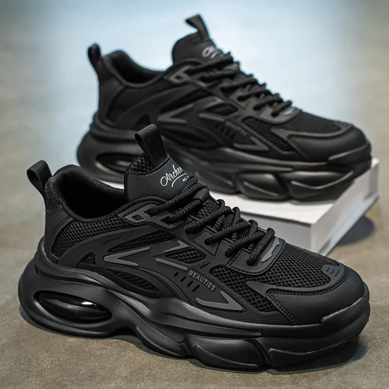 Summer Breathable Soft Bottom Dad Trendy Shoes Men's New Style Mesh Sports Casual Shoes Commuting Versatile round Toe Rubber ...