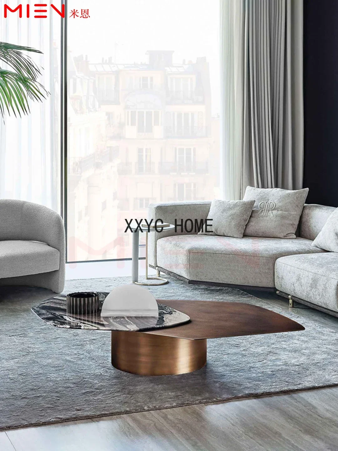 

Special-shaped irregular landscape pattern marble large coffee table