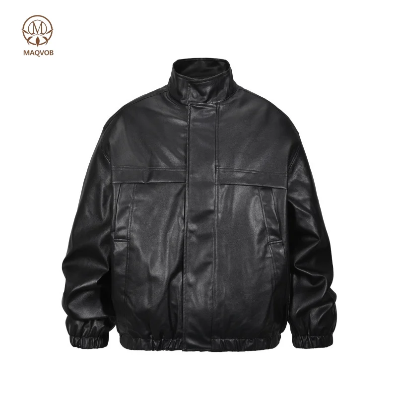 ACOMOSON European And American High Street PU Leather Jacket Travel Holiday Moto Work Casual Faux Leather Jacket