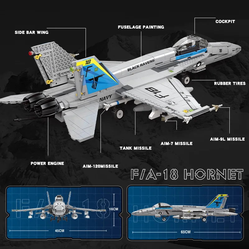 United States Military F/A-18 Strike Fighter Hornet Batisbrick Building Block Model Ww2 Air Forces Figures Bricks Toys For Gift