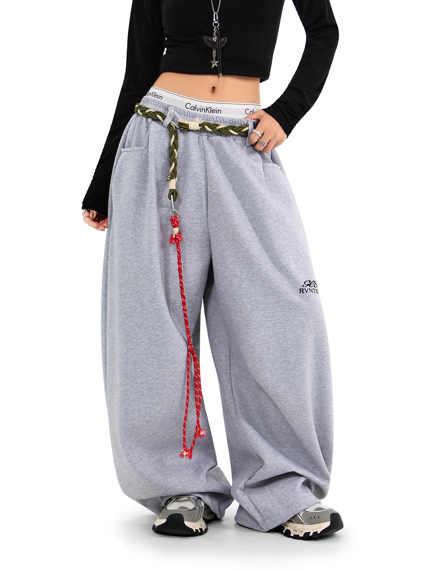 

Мужские спортивные повседневные брюки Hygge Chen с широкими штанинами, на флисовой подкладке, с американской тесьмой на талии, свободного кроя, для осени и зимы