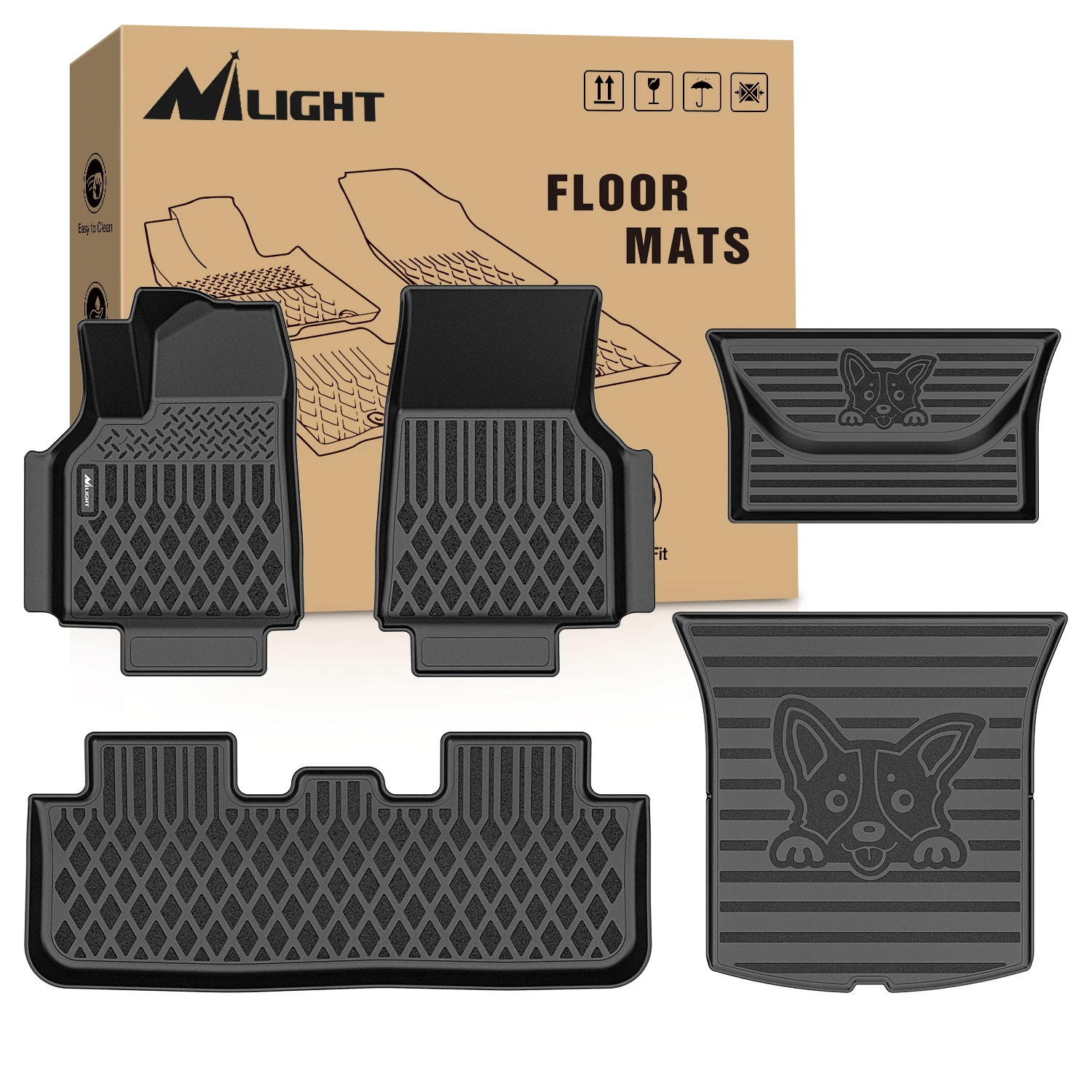 Nilight Floor Mats TPE Custom Fit for Tesla Model Y 2020-2025 5 Seater 7 Seater & 2025 Full Set, Model 3 2020-2023 & 2024-2025 Highland, Model X 2022-2025 6 Seater 7 Seater, All Weather Floor Liners
