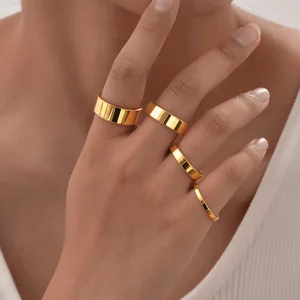 Cincin Pasangan Pernikahan Lebar Dasar 2/4/6 MM untuk Wanita Pria, Cincin Jari Tungsten Karbida Warna Emas PVD Perhiasan 8 cincin pria tungsten carbide penjualan terbaik - №