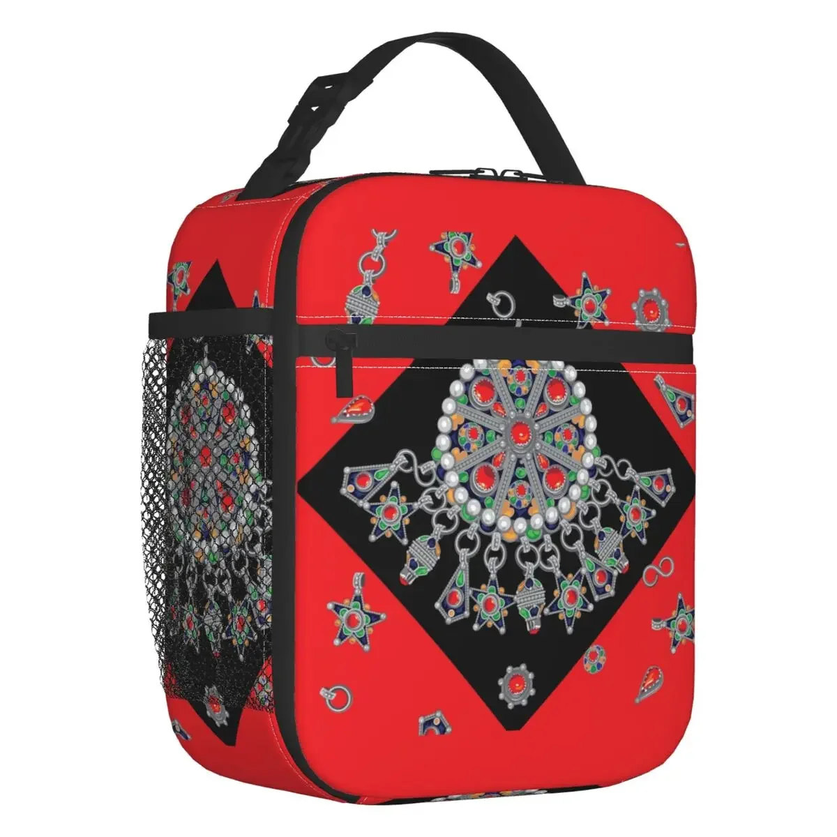 Kabyle Jewelry Resuable Lunch Box for Women Leakproof Amazigh Carpet Morocco Cooler Thermal Food Insulated Lunch Bag School