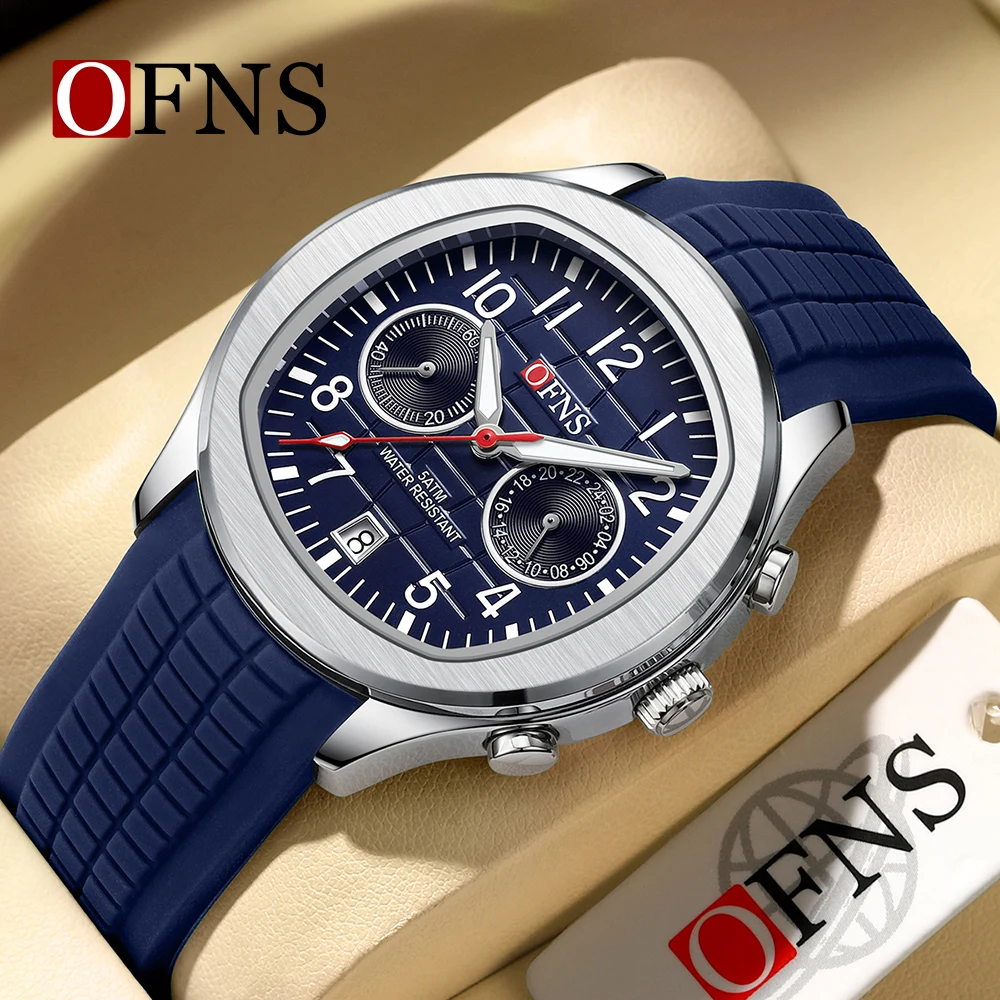 

OFNS Top selling 8020 New Men's Quartz Watch Two Eyes Five Needle Calendar Waterproof and Fashionable Men's Quartz Watch 2024