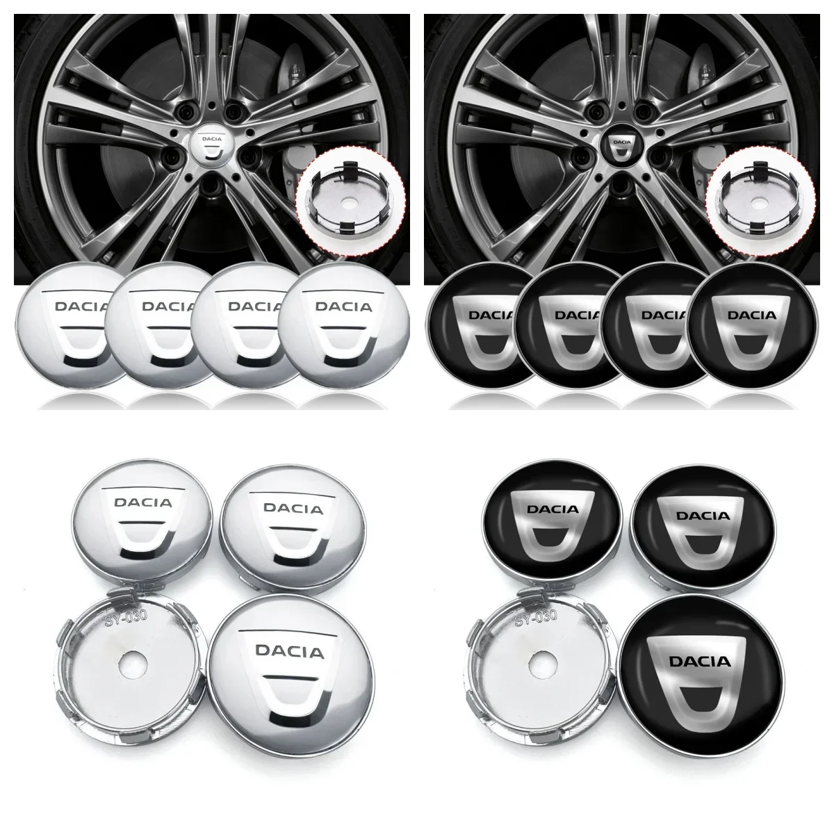 4pcs 60mm Car Wheel Center Hub Center Cap Rim Hub Dustproof Cover Emblemem For Dacia Duster Logan Sandero 2 Mcv Sandero MK Cilo