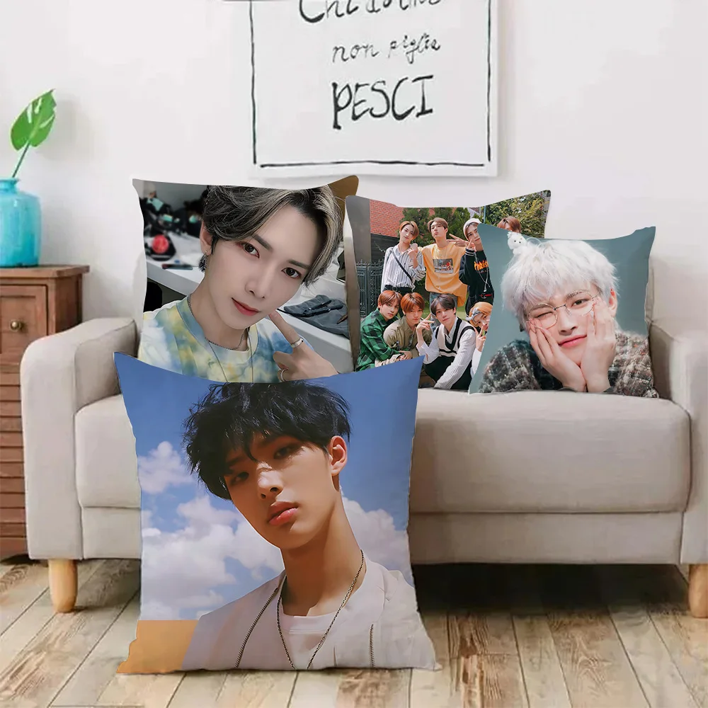 AteezS Pillow Covers Cartoon Sofa Decorative Home Double-sided Printing Short Plush Cute Cushion Cover