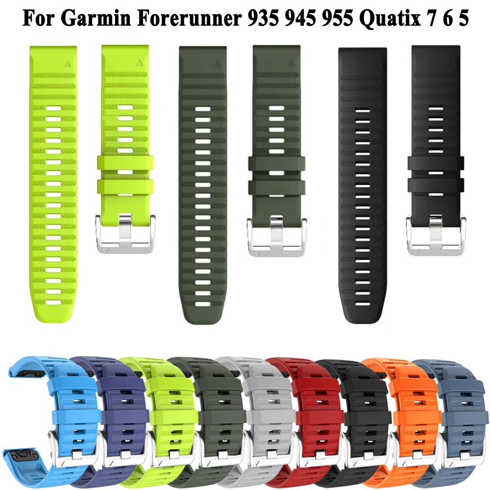 Silvery Screw Buckle Silicone 26 22mm Strap For Garmin Fenix 6X 6 Pro 5 5X Plus 7X 7 Pro 3HR 935 945 955 Quickfit Band Wristband