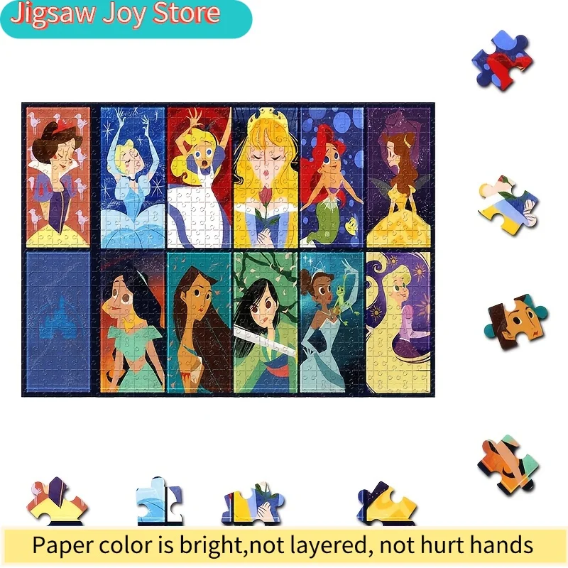 1000 قطعة لغز فسيفساء يدوية الصنع لشخصيات كرتونية من ديزني مثل الأميرة سندريلا وسنو وايت وآرييل وياسمين وبيل، هدية للعطلات